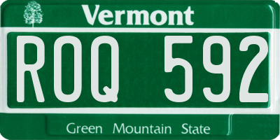 VT license plate ROQ592