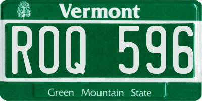 VT license plate ROQ596