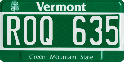 VT license plate ROQ635