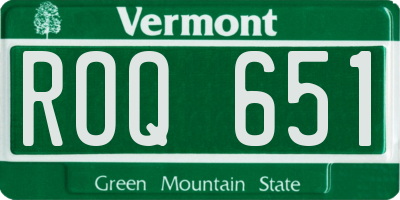 VT license plate ROQ651