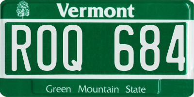 VT license plate ROQ684