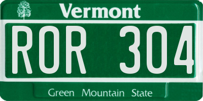 VT license plate ROR304