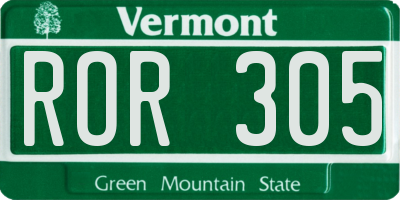 VT license plate ROR305