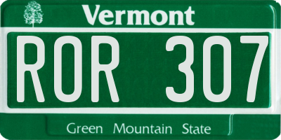 VT license plate ROR307