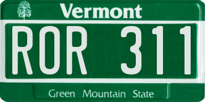 VT license plate ROR311