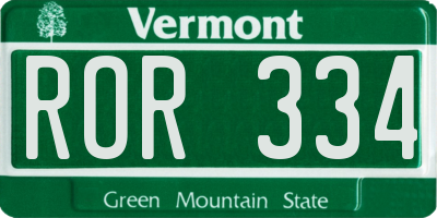 VT license plate ROR334