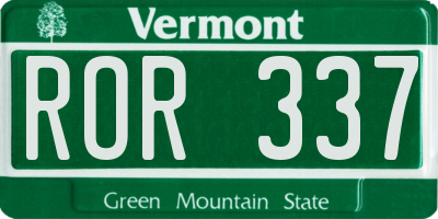 VT license plate ROR337