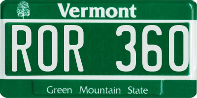 VT license plate ROR360