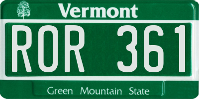 VT license plate ROR361
