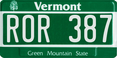 VT license plate ROR387