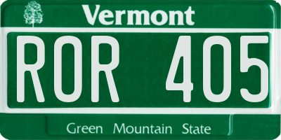 VT license plate ROR405