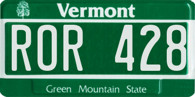 VT license plate ROR428