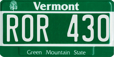 VT license plate ROR430