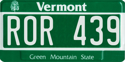 VT license plate ROR439