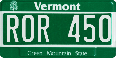 VT license plate ROR450