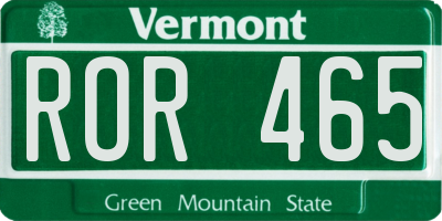 VT license plate ROR465