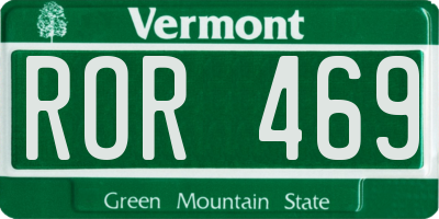 VT license plate ROR469