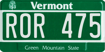 VT license plate ROR475