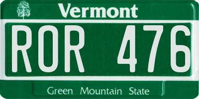 VT license plate ROR476