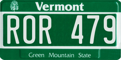 VT license plate ROR479
