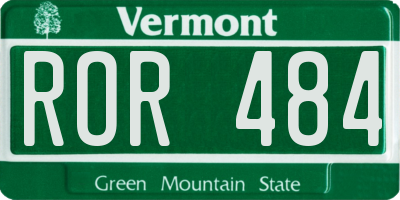 VT license plate ROR484