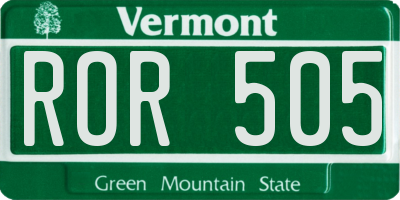 VT license plate ROR505