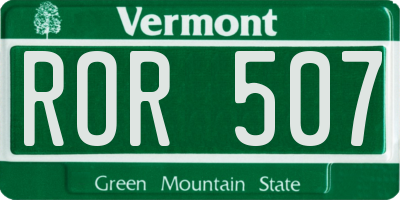 VT license plate ROR507