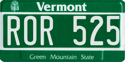 VT license plate ROR525