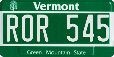 VT license plate ROR545