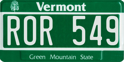 VT license plate ROR549