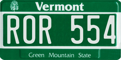 VT license plate ROR554