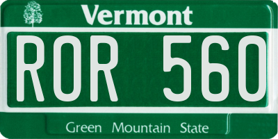 VT license plate ROR560