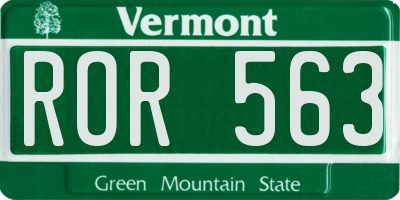 VT license plate ROR563