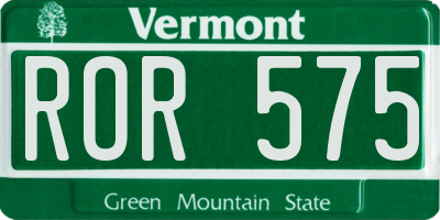 VT license plate ROR575