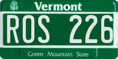 VT license plate ROS226