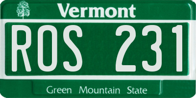VT license plate ROS231