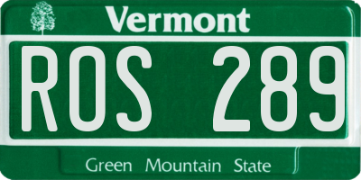 VT license plate ROS289