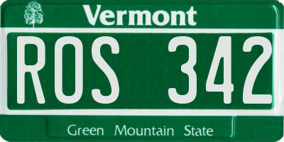 VT license plate ROS342