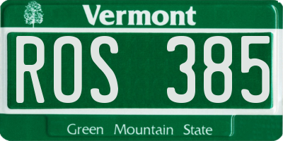 VT license plate ROS385