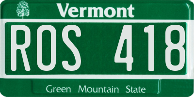 VT license plate ROS418