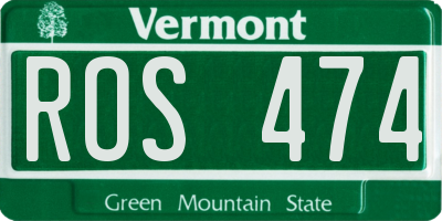 VT license plate ROS474