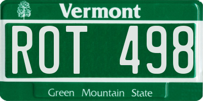VT license plate ROT498
