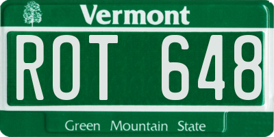VT license plate ROT648