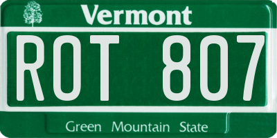 VT license plate ROT807