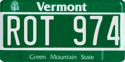 VT license plate ROT974
