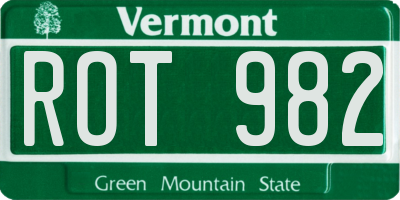 VT license plate ROT982