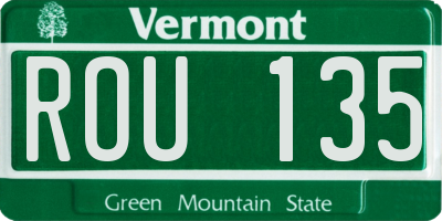 VT license plate ROU135
