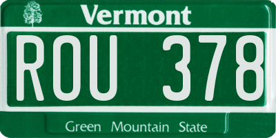 VT license plate ROU378