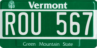 VT license plate ROU567