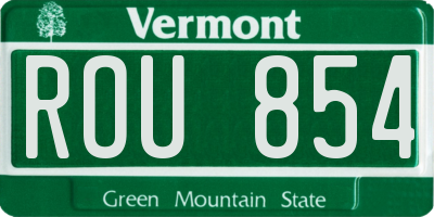 VT license plate ROU854